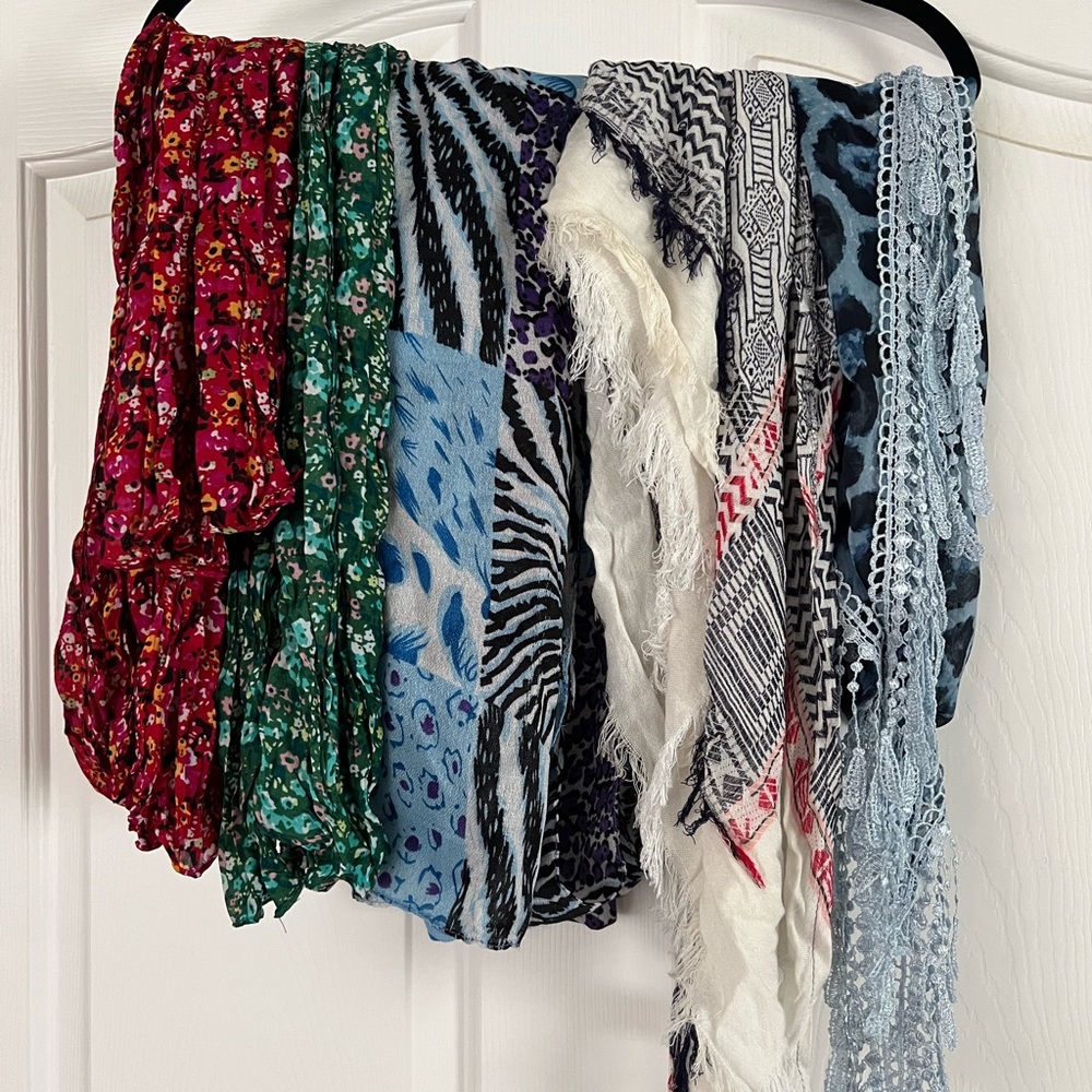 Multicolor Patterned Scarves Bundle - Assorted colors.